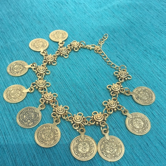 (T2) Gold Coin Anklet - Picture 2 of 5